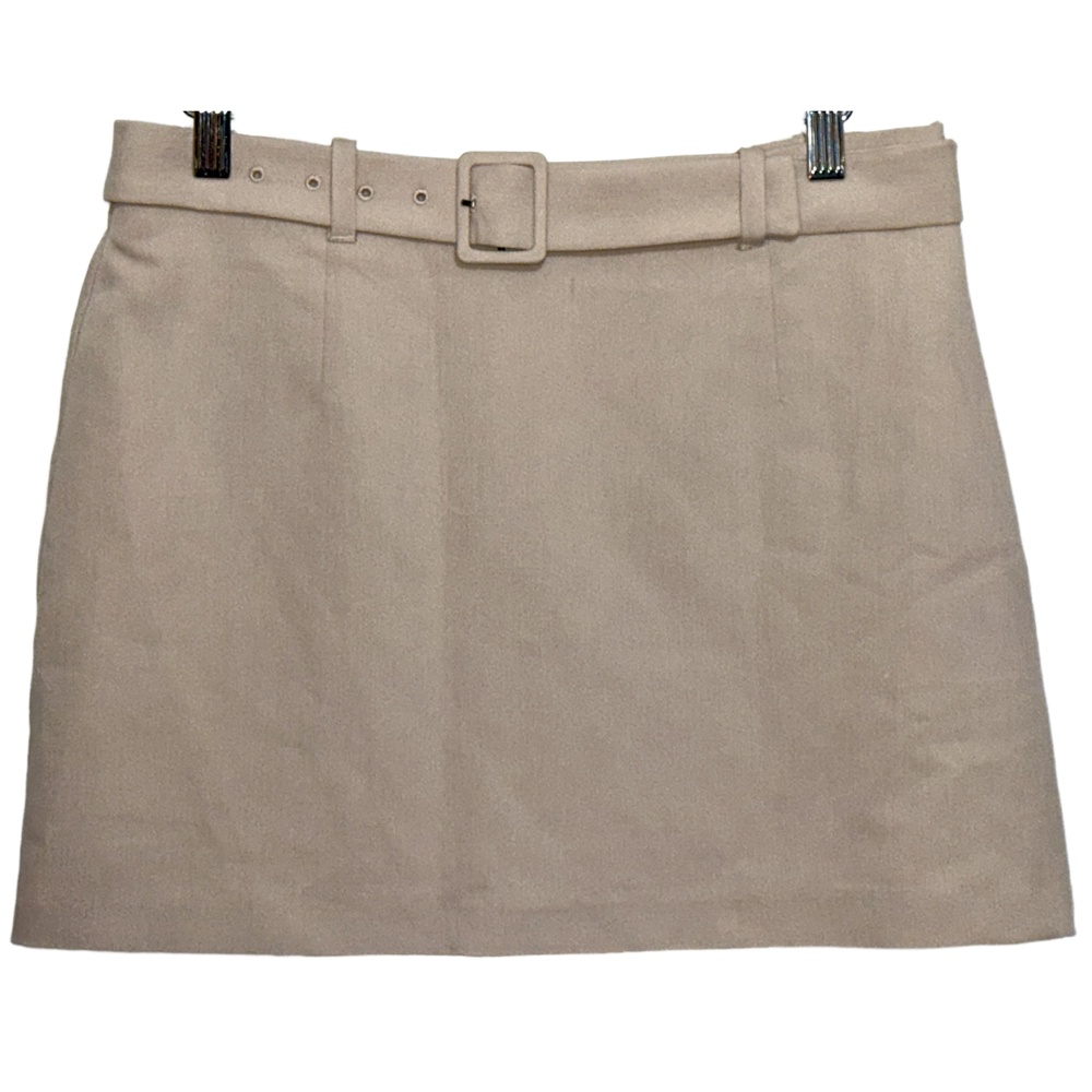 Abercrombie & Fitch Tan Beige Tweed Belted Micro Mini Skirt Womens Size Medium M